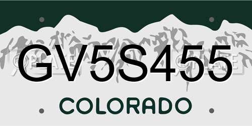 GV5S455 Colorado License Plate