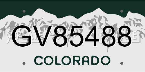 GV85488 Colorado License Plate