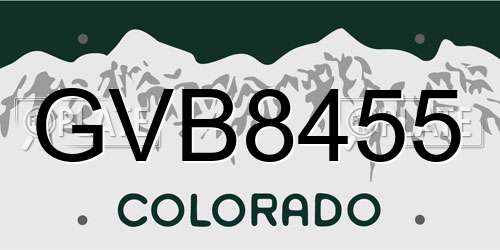 GVB8455 Colorado License Plate