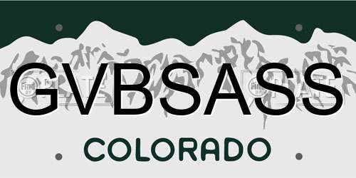 GVBSASS Colorado License Plate