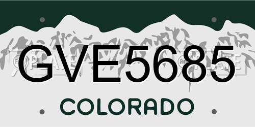 GVE5685 Colorado License Plate