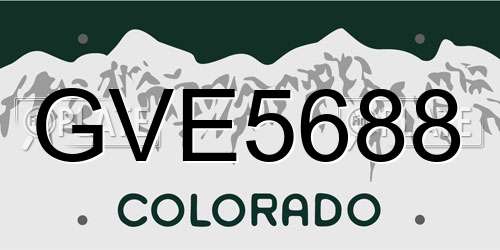 GVE5688 Colorado License Plate