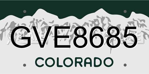 GVE8685 Colorado License Plate
