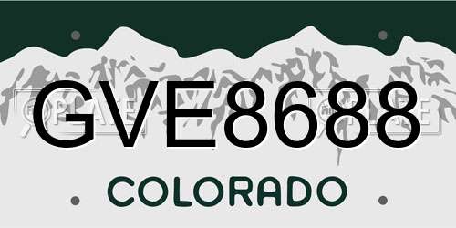 GVE8688 Colorado License Plate