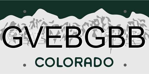 GVEBGBB Colorado License Plate
