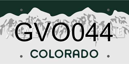 GVO044 Colorado License Plate
