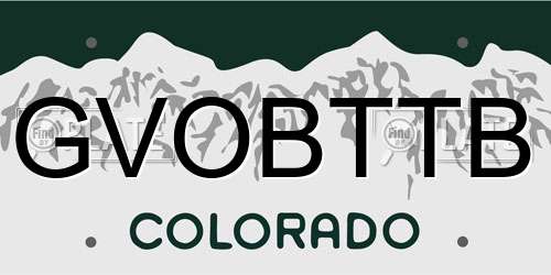 GVOBTTB Colorado License Plate