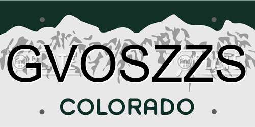 GVOSZZS Colorado License Plate