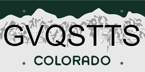 GVQSTTS Colorado License Plate