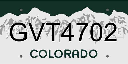 GVT4702 Colorado License Plate