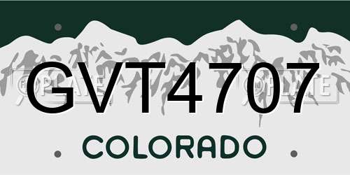 GVT4707 Colorado License Plate