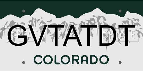 GVTATDT Colorado License Plate