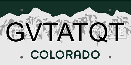 GVTATQT Colorado License Plate