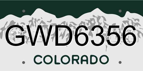 GWD6356 Colorado License Plate