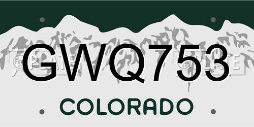 GWQ753 Colorado License Plate