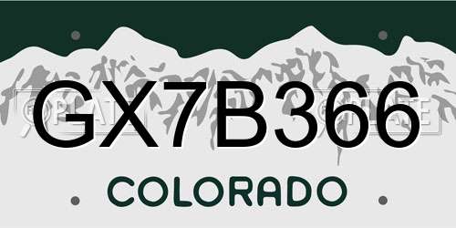 GX7B366 Colorado License Plate
