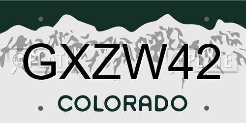 GXZW42 Colorado License Plate