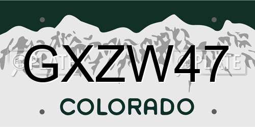 GXZW47 Colorado License Plate
