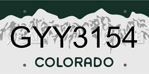 GYY3154 Colorado License Plate