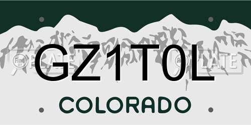 GZ1T0L Colorado License Plate
