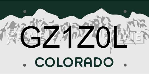 GZ1Z0L Colorado License Plate
