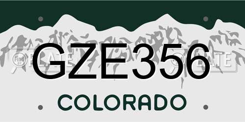 GZE356 Colorado License Plate