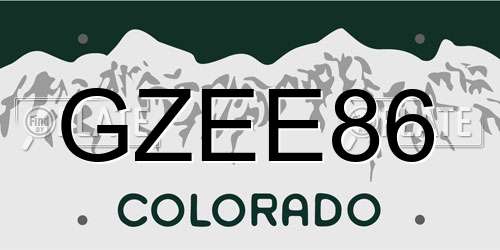 GZEE86 Colorado License Plate