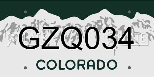 GZQ034 Colorado License Plate