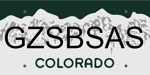 GZSBSAS Colorado License Plate