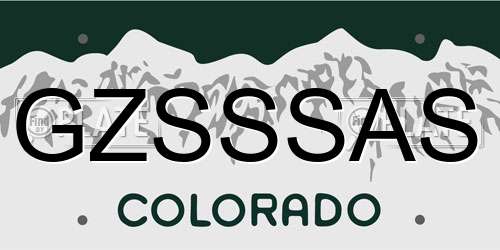 GZSSSAS Colorado License Plate