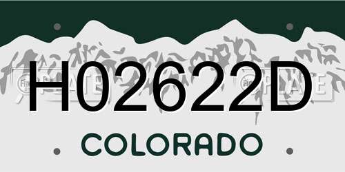 H02622D Colorado License Plate