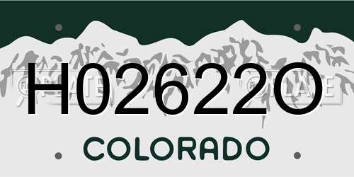 H02622O Colorado License Plate