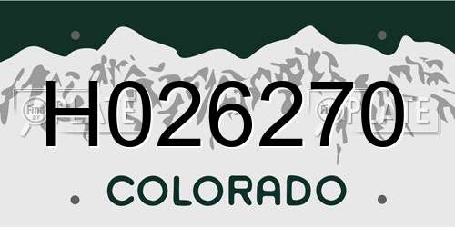 H026270 Colorado License Plate