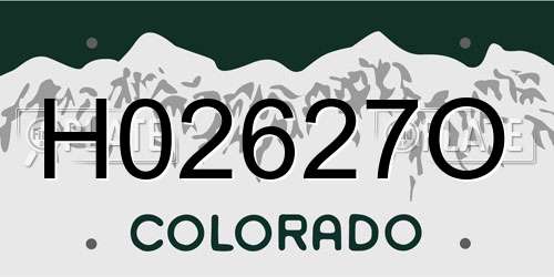 H02627O Colorado License Plate