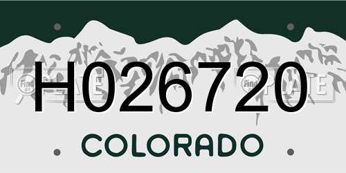 H026720 Colorado License Plate