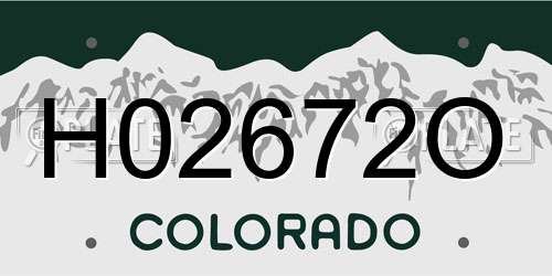 H02672O Colorado License Plate