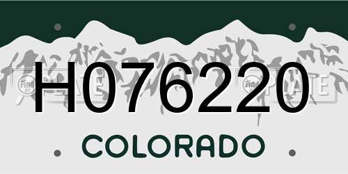 H076220 Colorado License Plate
