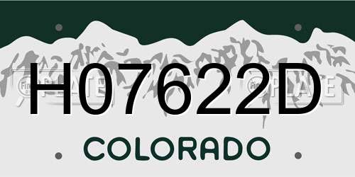 H07622D Colorado License Plate