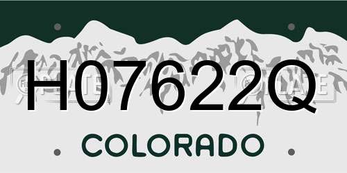 H07622Q Colorado License Plate