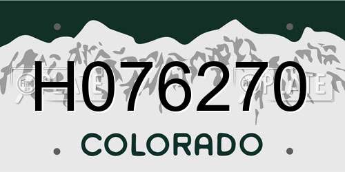 H076270 Colorado License Plate