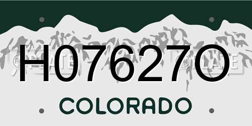 H07627O Colorado License Plate