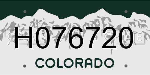 H076720 Colorado License Plate