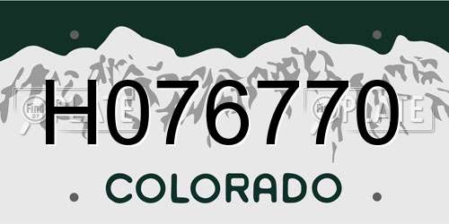 H076770 Colorado License Plate