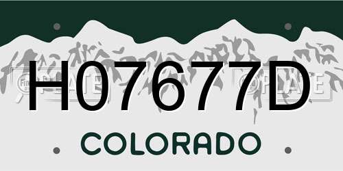 H07677D Colorado License Plate