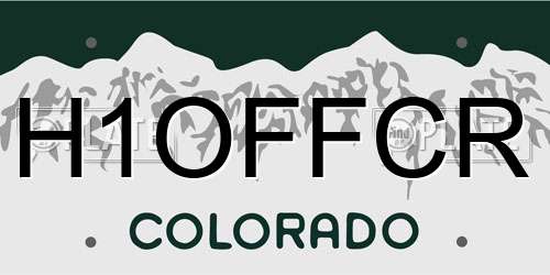 H1OFFCR Colorado License Plate