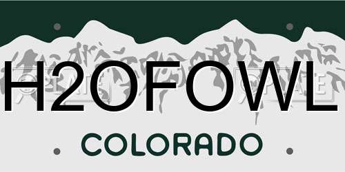 H2OFOWL Colorado License Plate