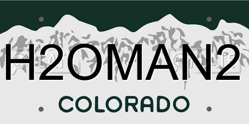 H2OMAN2 Colorado License Plate