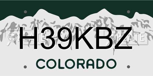 H39KBZ Colorado License Plate