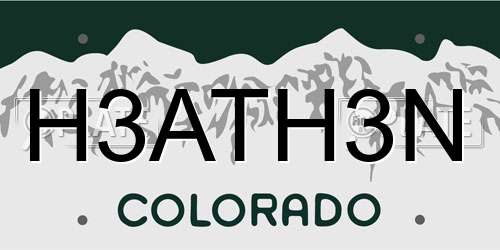 H3ATH3N Colorado License Plate