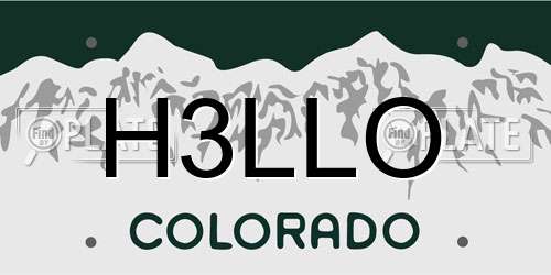 H3LLO Colorado License Plate